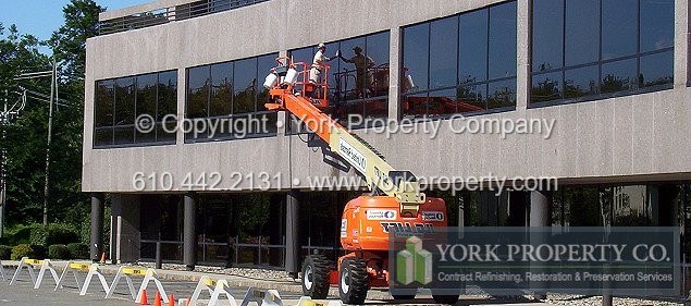 York Property Company offers a comprehensive range of architectural metal contracting and consulting services that solve cleaning, maintenance, refinishing and restoration issues related to aged anodized aluminum window frames, weathered painted aluminum curtain wall mullions and worn stainless steel building facade clad panel finishes.