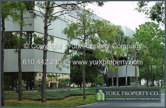 At York Property Company, we remove the acidic and corrosive anodized aluminum surface contaminants, residue and debris that eats away at the anodized aluminum anodic finish.